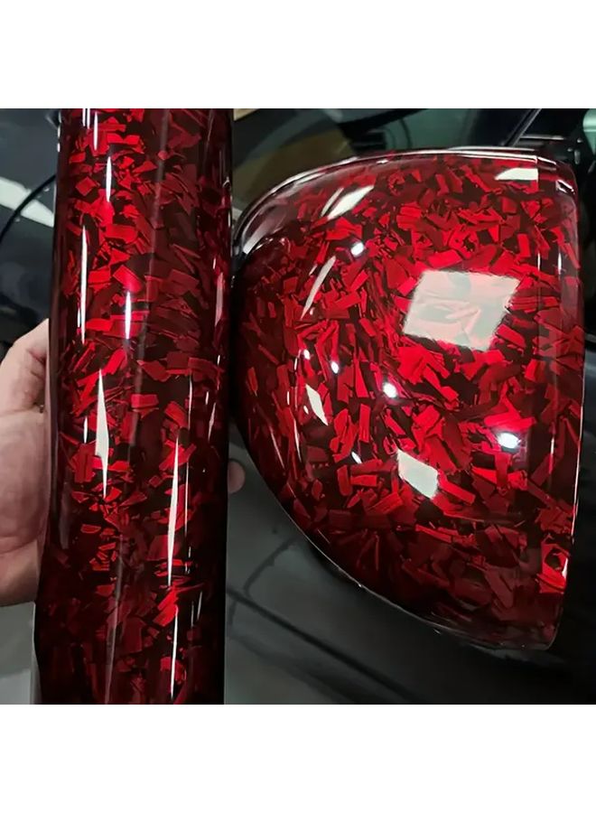 غشاء الفينيل من ألياف الكربون الأحمر 11.81 × 39.37 بوصة ذاتية اللصق للسيارات والدراجات النارية DIY - Image 3